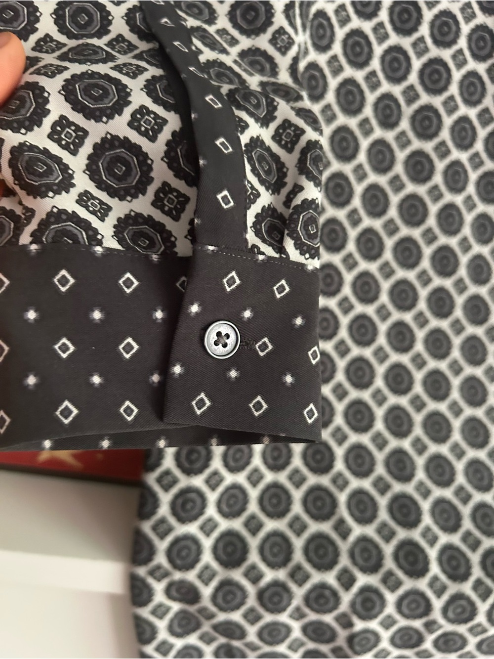 LOFT Black White Printed Tunic Dress Long Sleeve Shift Women’s Size Medium - Picture 8 of 15